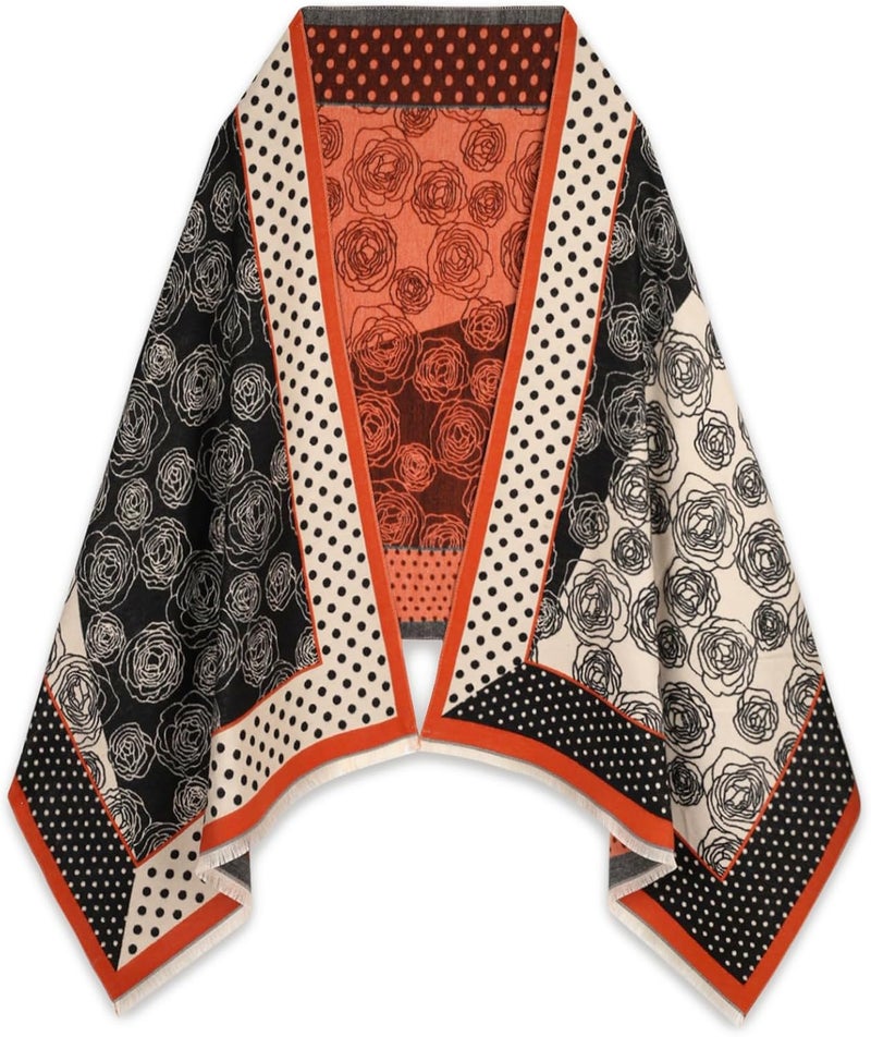 EXTREE Scarfs for Women Pashmina Silky Shawl Wrap for Evening Dressing Blanket Open Front Poncho Cape - Image 1